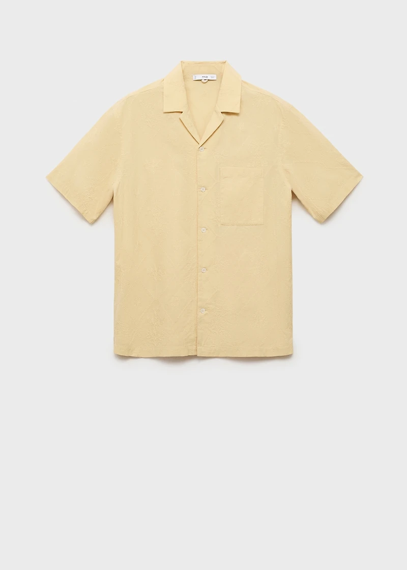 Shirt with embroidered bowling collar