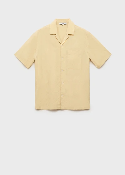 Shirt with embroidered bowling collar