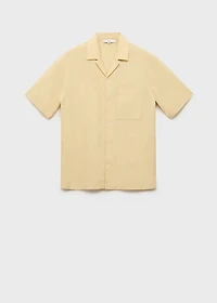 Shirt with embroidered bowling collar