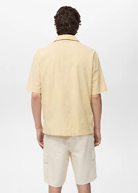 Shirt with embroidered bowling collar