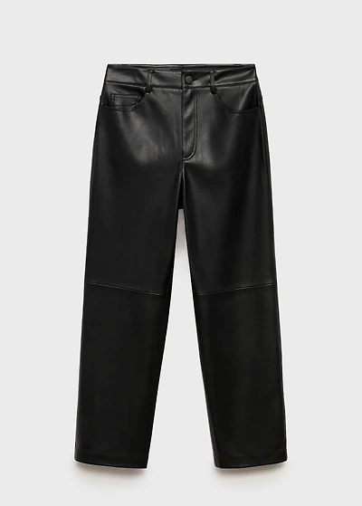 Straight-leg faux-leather pants