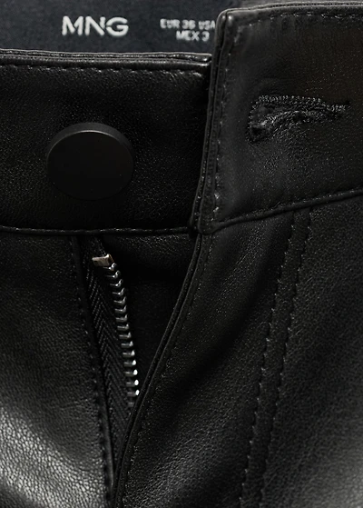 Straight-leg faux-leather pants