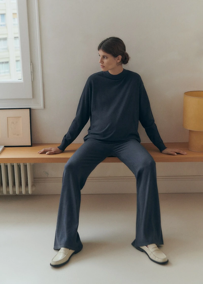 Wide leg knitted maternity pants