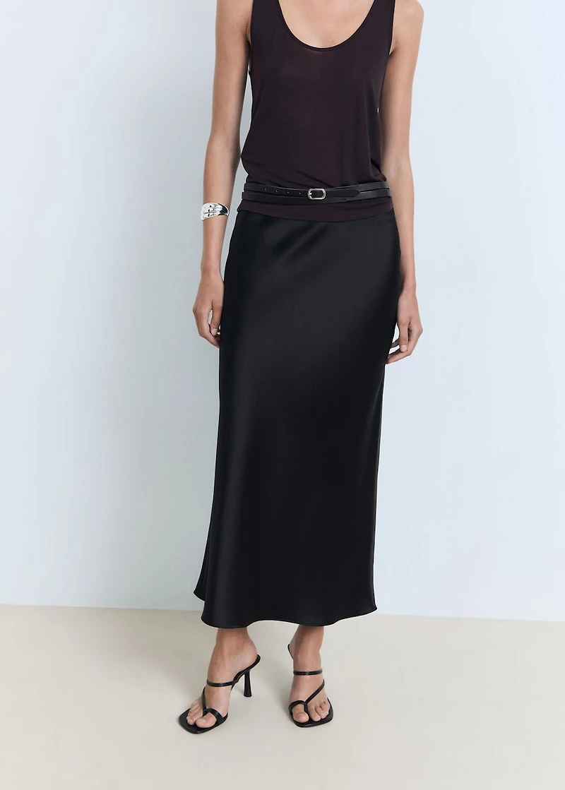 Midi satin skirt