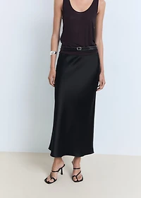 Midi satin skirt