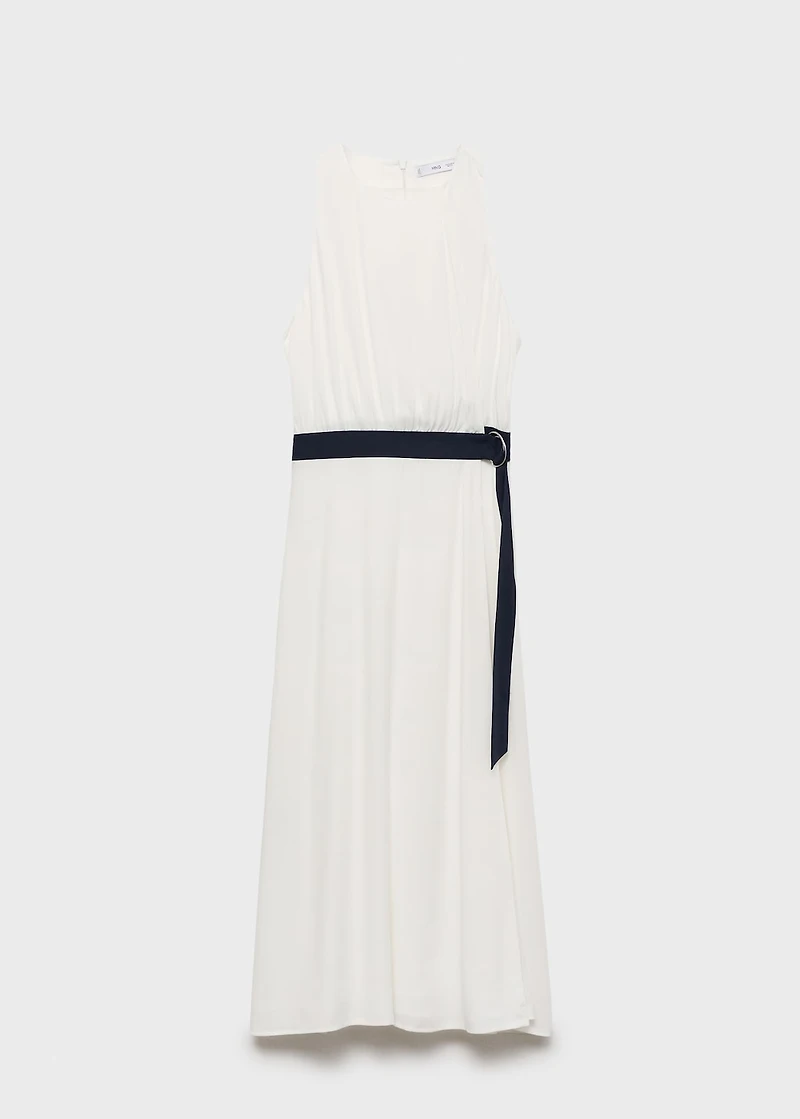 Contrast belt dress