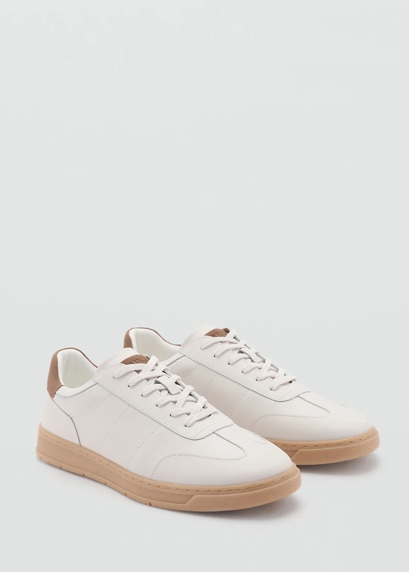 Contrasting panel leather sneakers