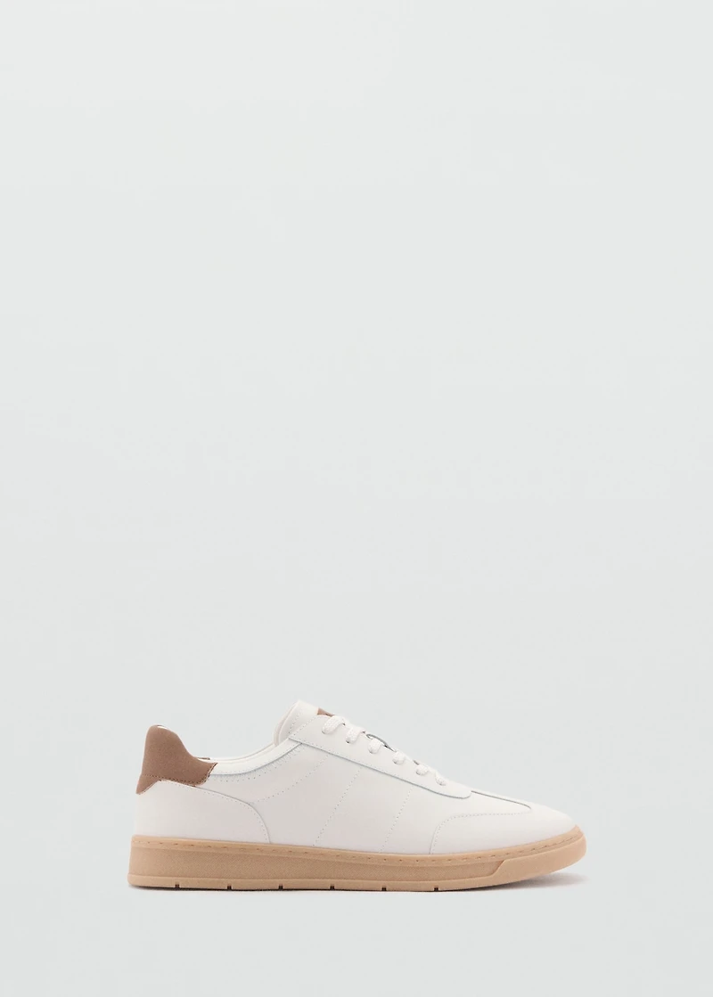 Contrasting panel leather sneakers