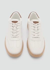 Contrasting panel leather sneakers