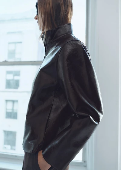 Perkins collar texture jacket