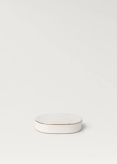 Stoneware soap dish with stripe detail