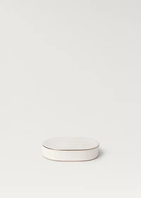 Stoneware soap dish with stripe detail