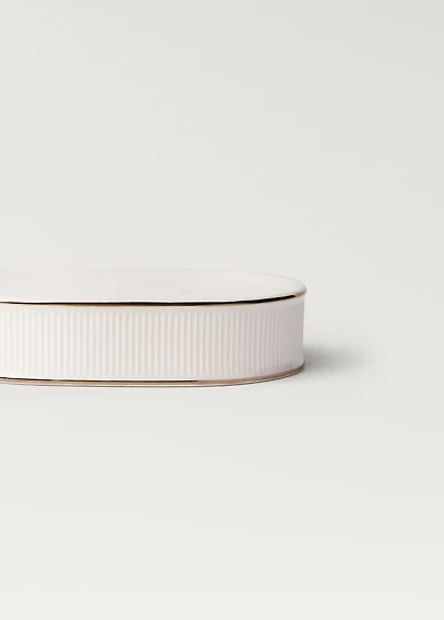 Stoneware soap dish with stripe detail