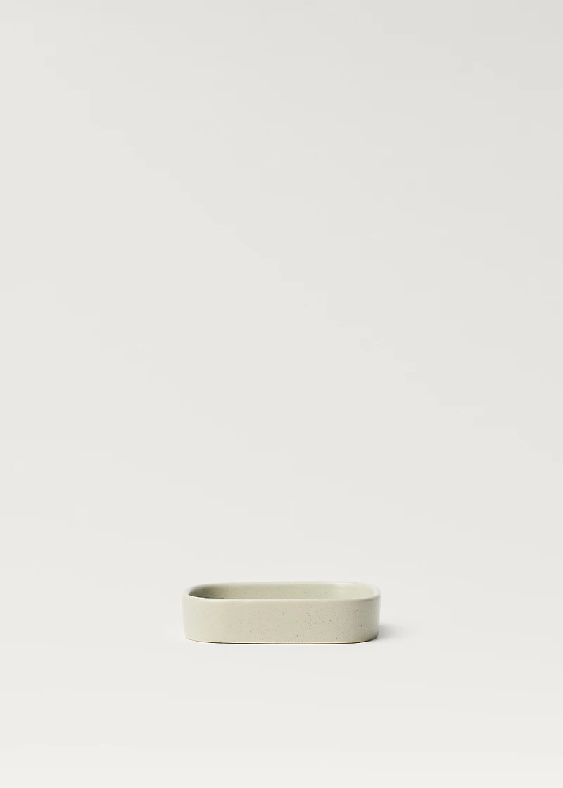 Striped stoneware soap dish