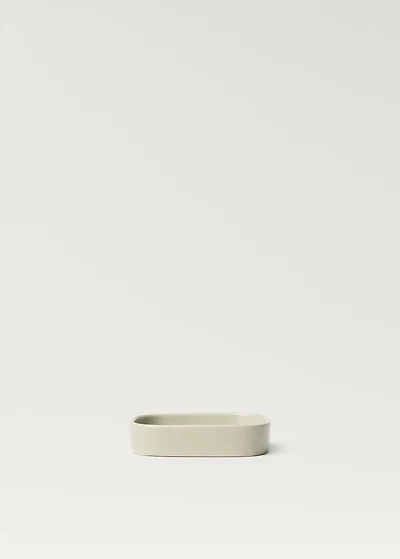 Striped stoneware soap dish