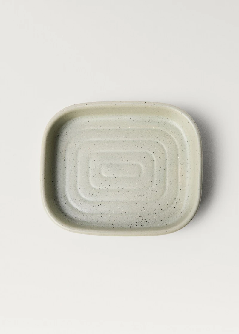 Striped stoneware soap dish