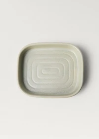 Striped stoneware soap dish