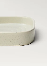 Striped stoneware soap dish