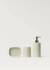 Striped stoneware soap dish