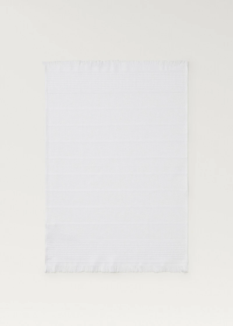 Textured cotton kitchen towel with fringes