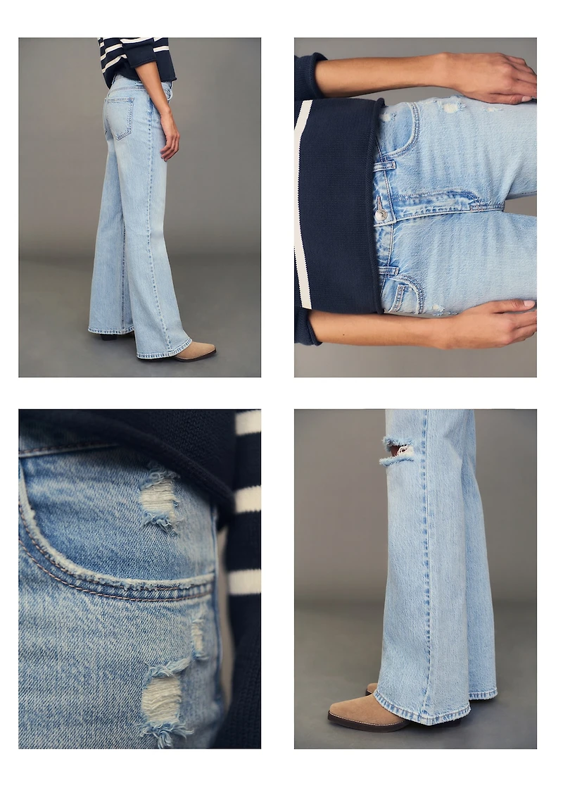 Flared jeans with decorative rips