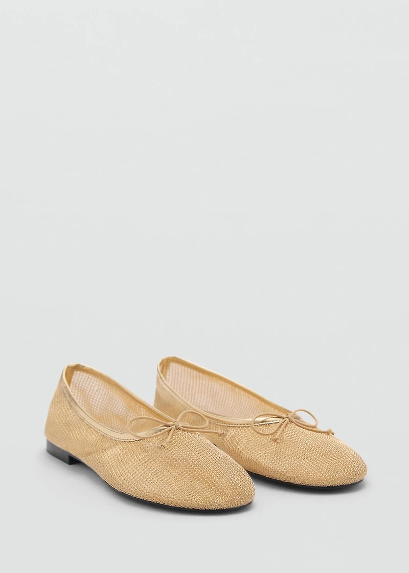 Mesh ballet flats with bow