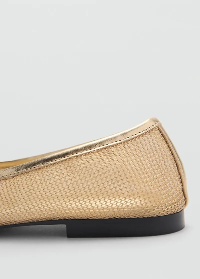 Mesh ballet flats with bow