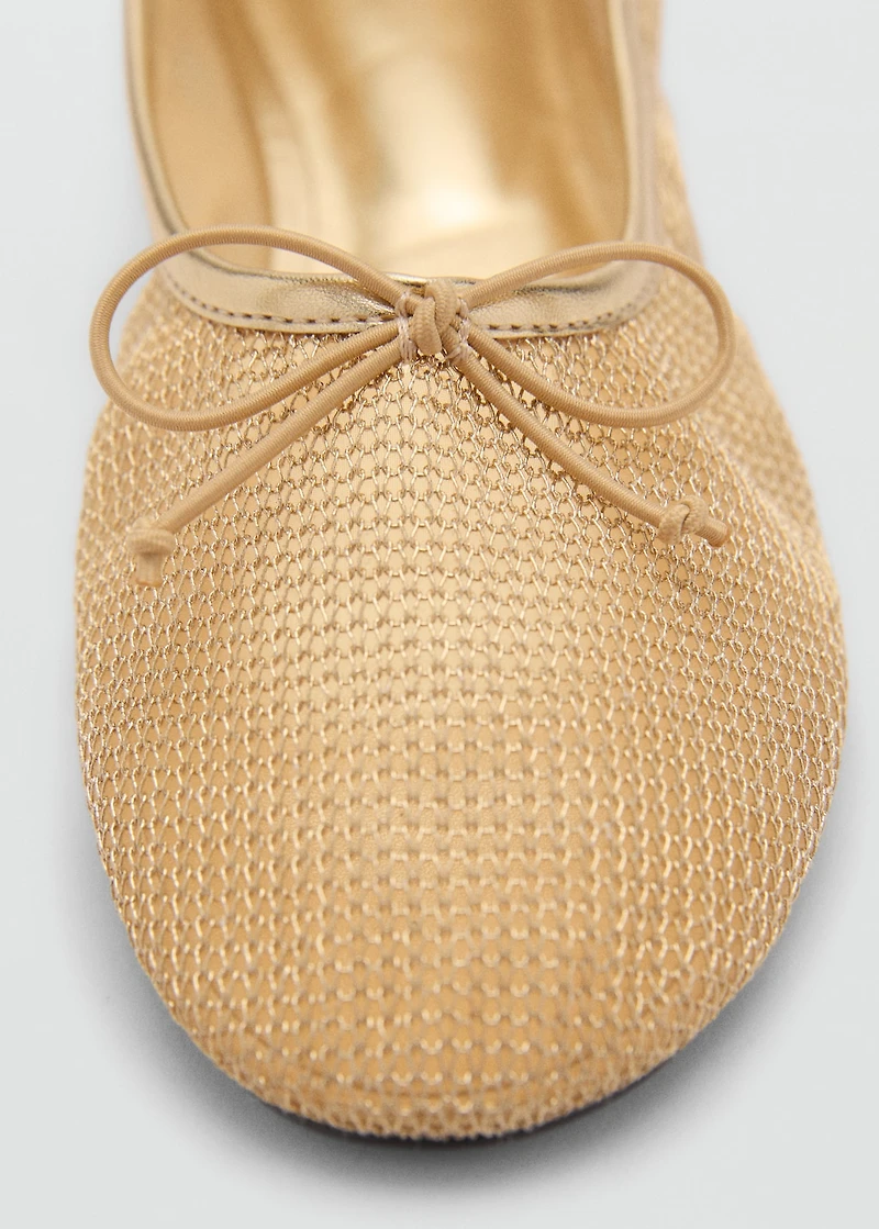Mesh ballet flats with bow
