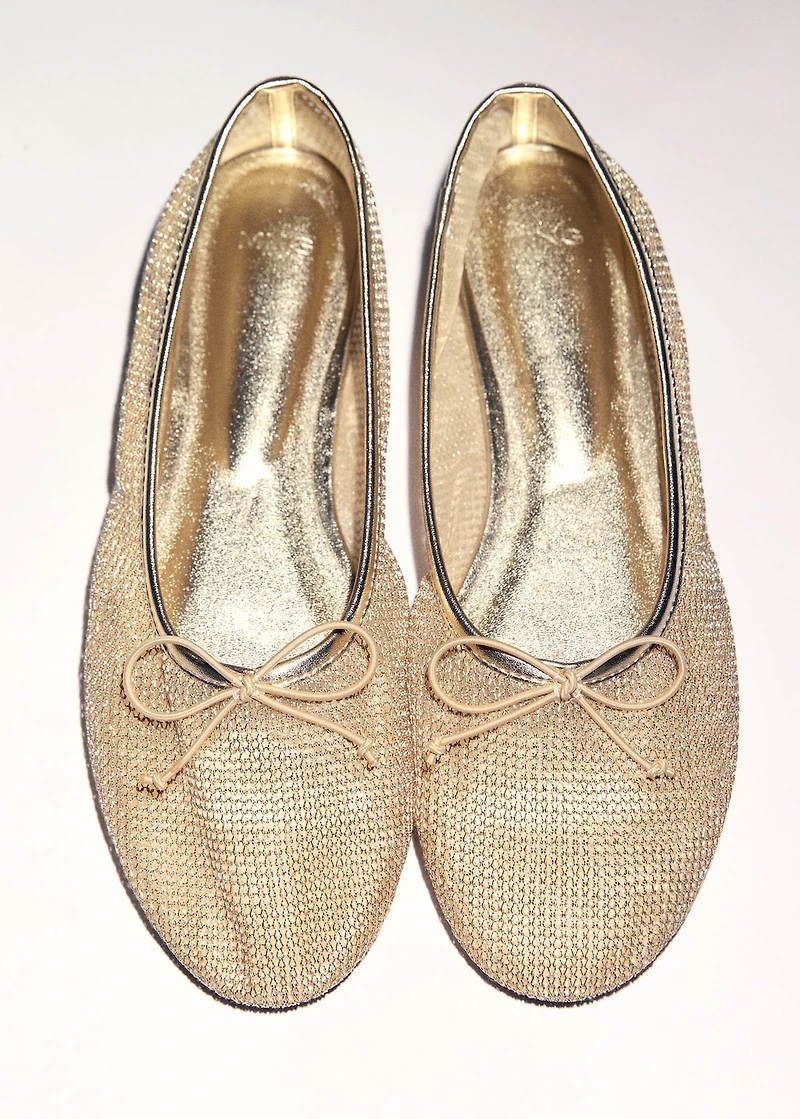 Mesh ballet flats with bow