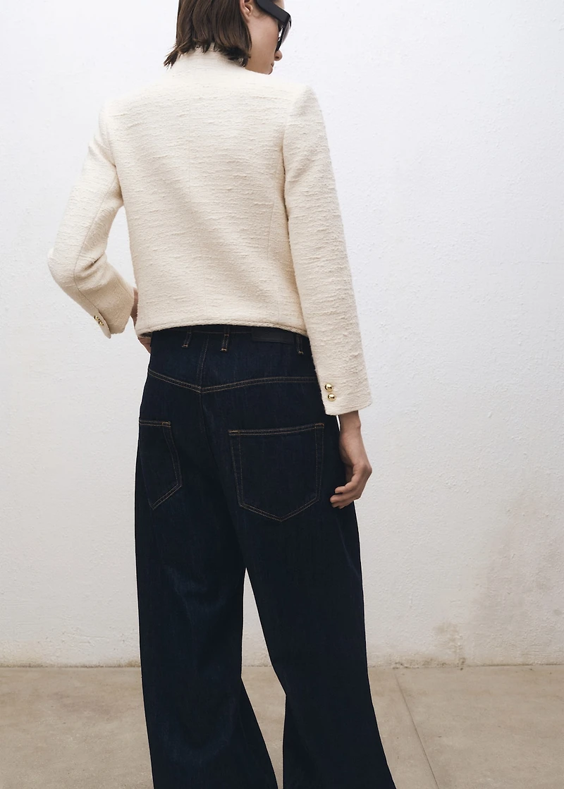 Tweed jacket with striped collar