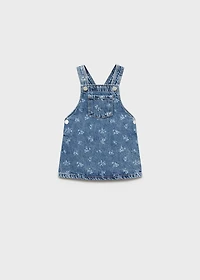 Printed denim pinafore