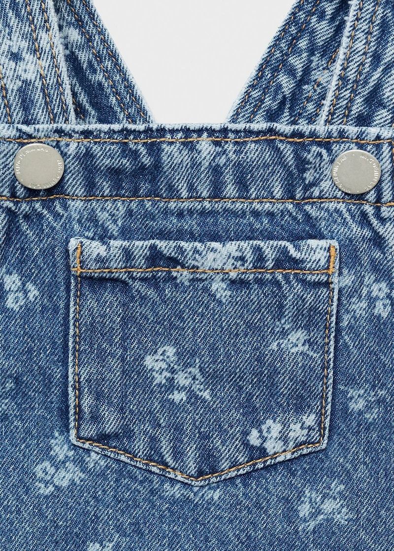 Printed denim pinafore