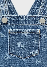 Printed denim pinafore