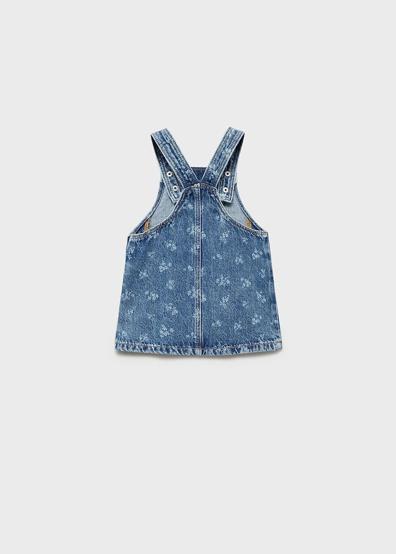 Printed denim pinafore