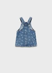 Printed denim pinafore