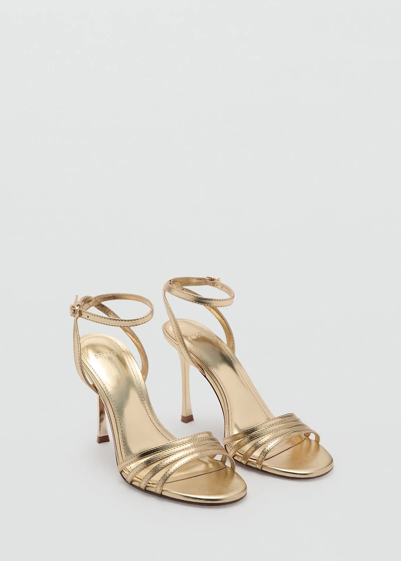 Combined-strap heeled sandals