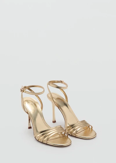 Combined-strap heeled sandals