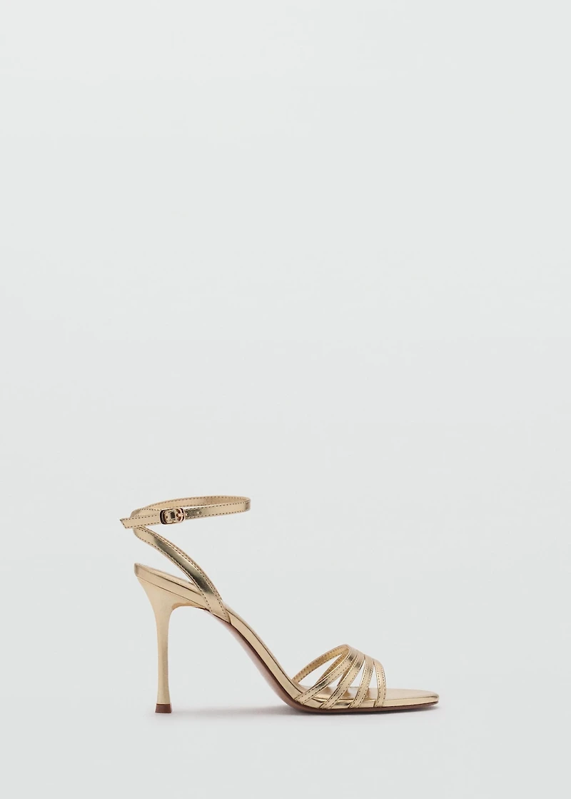 Combined-strap heeled sandals