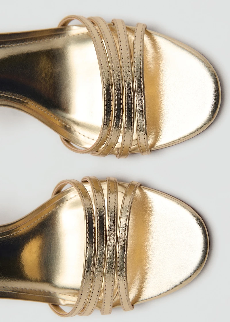 Combined-strap heeled sandals