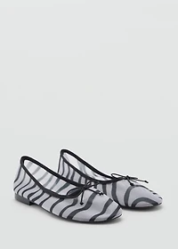 Animal-print mesh ballet flats