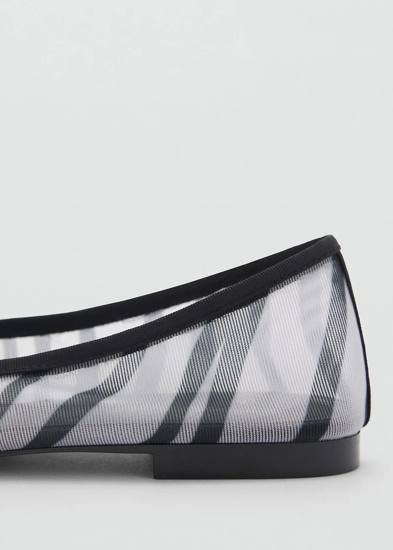 Animal-print mesh ballet flats