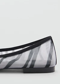 Animal-print mesh ballet flats