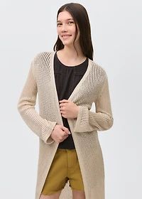 Long knitted cardigan with lace accents