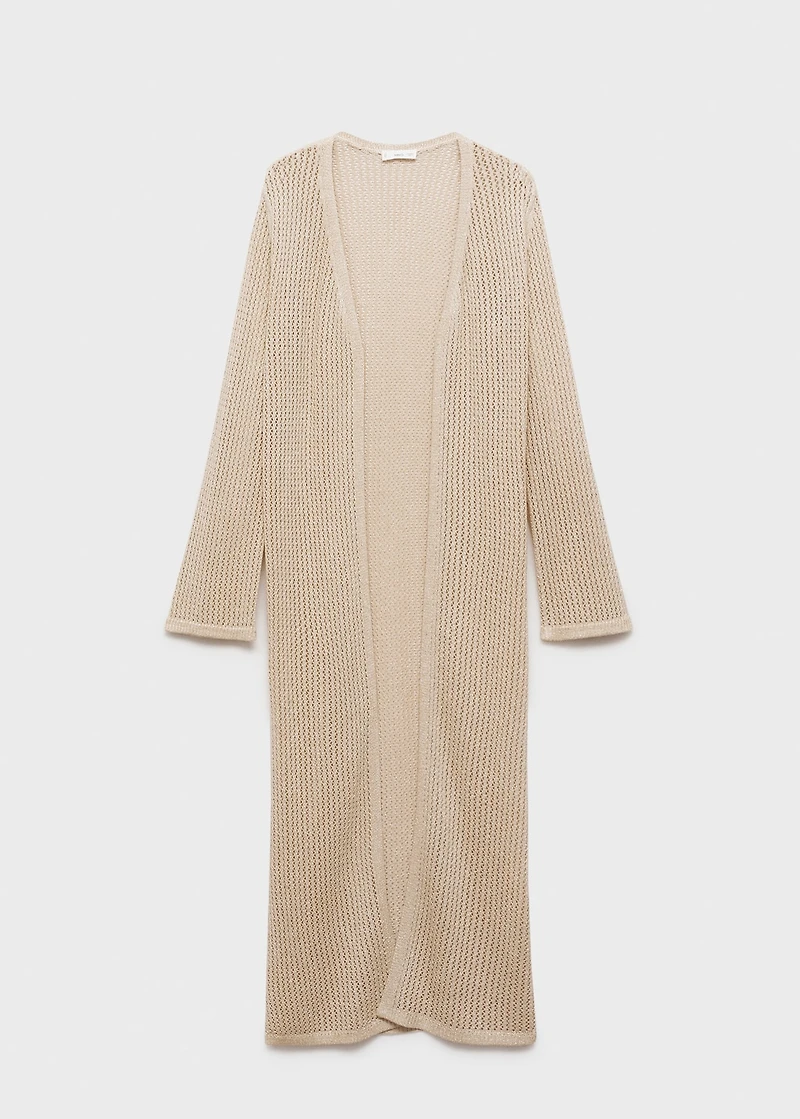 Long knitted cardigan with lace accents