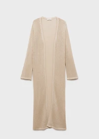 Long knitted cardigan with lace accents