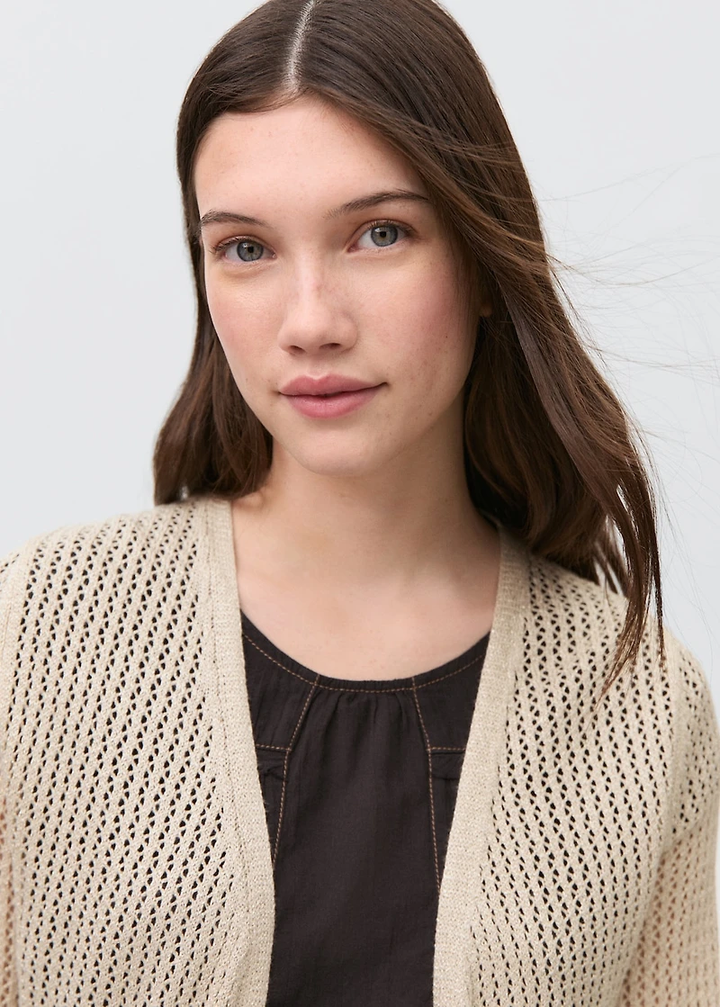 Long knitted cardigan with lace accents