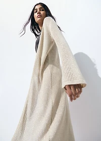 Long knitted cardigan with lace accents