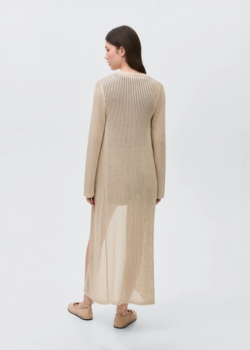 Long knitted cardigan with lace accents