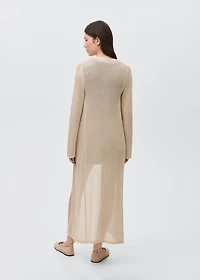 Long knitted cardigan with lace accents