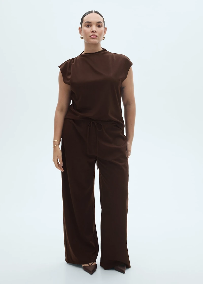 Wide leg pants with elastic waist